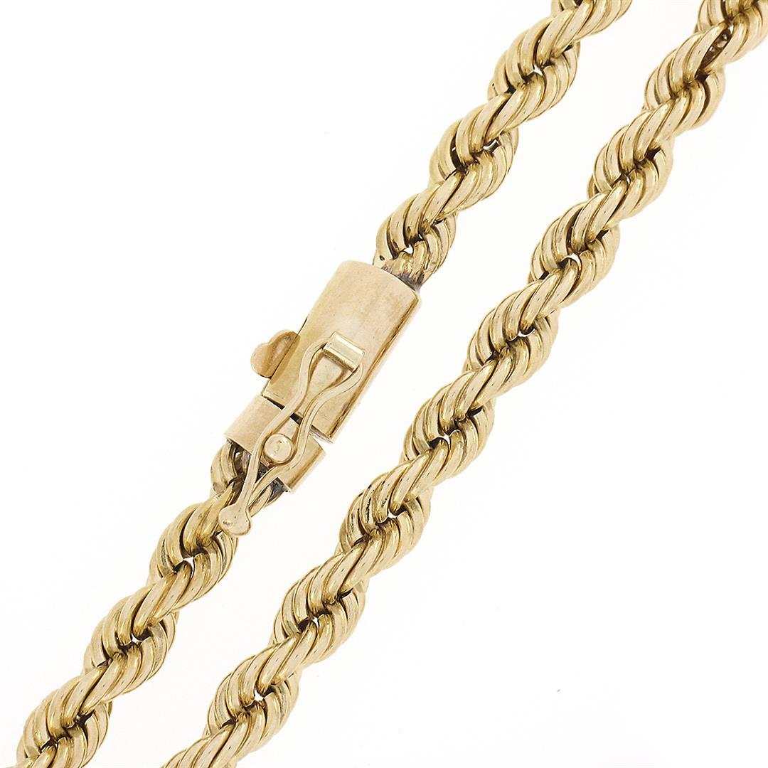 Unisex 14K Yellow Gold 20.5" 4mm Solid Rope Chain Necklace w/ Barrel Push Clasp
