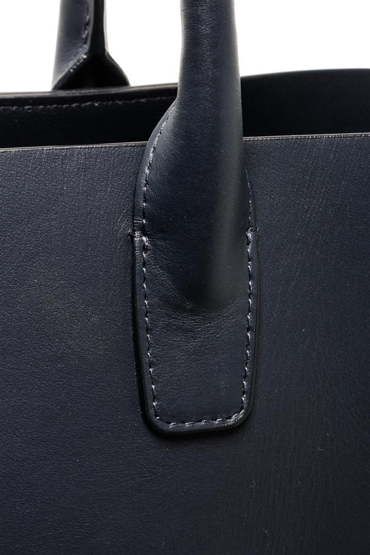 Mansur Gavriel Navy Blue Leather Triangle Handbag