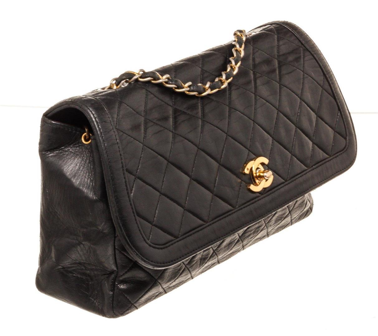Chanel Black Leather Single Flap Chain Shoulder Bag
