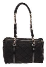 Prada Black Quilted Tessuto Nylon Chain Small Shoulder Bag