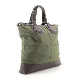 Givenchy Nightingale Flat Shopper Tote Canvas with Leather Brown, Green