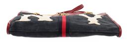 Gucci Navy Red Suede Leather Large NY Yankees Rajah Chain Tote Bag