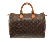 Louis Vuitton Brown Monogram Speedy 35 Satchel Bag