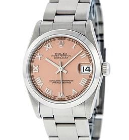 Rolex Ladies Midsize 31MM Salmon Roman Oyster Band Stainless Steel Datejust