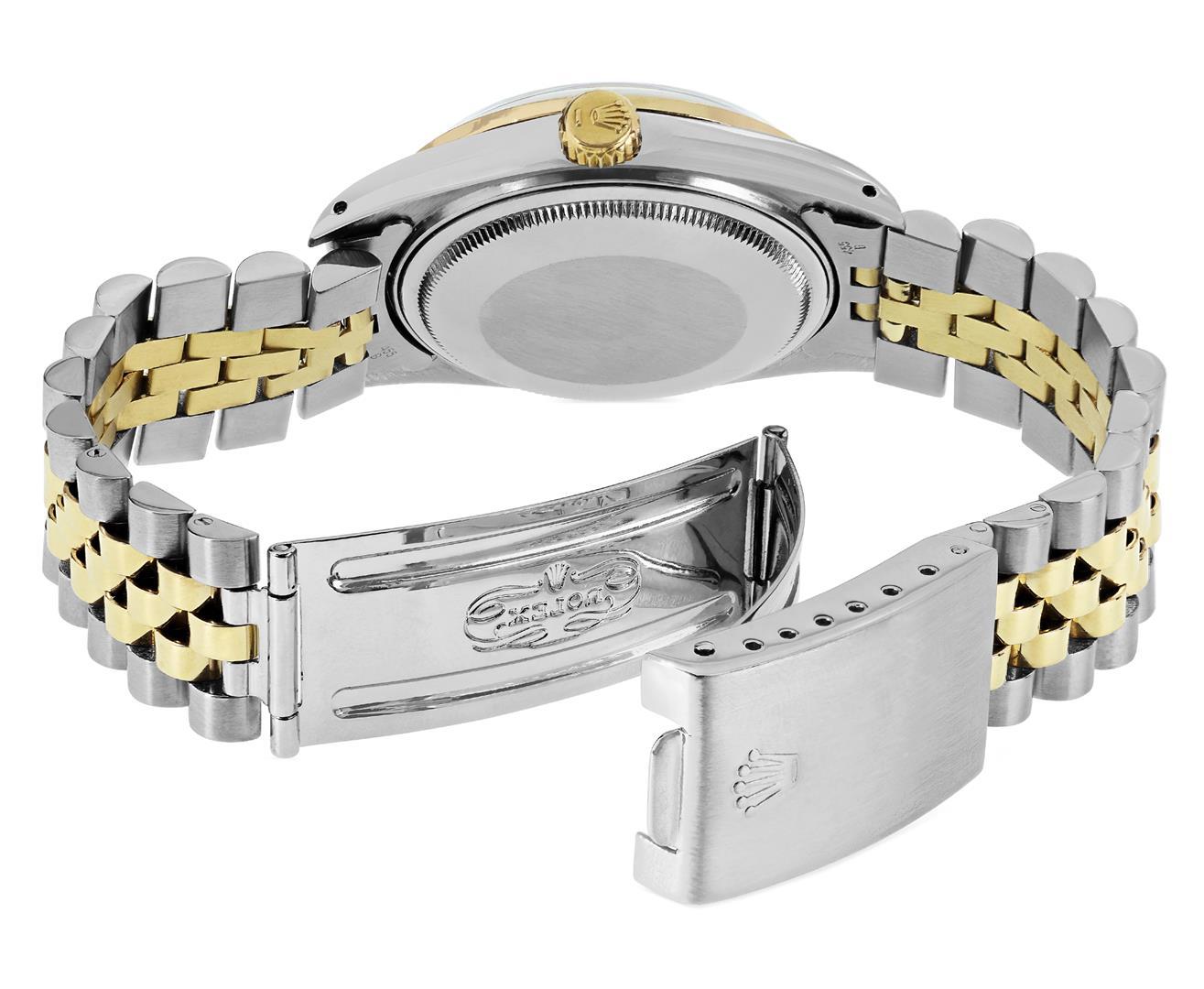 Rolex Mens 36MM 2Tone 18K Gold Diamond Bezel Datejust With Rolex Box