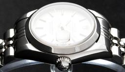 Rolex Ladies Stainless Steel Silver Index Smooth Bezel Quickset Date Wristwatch