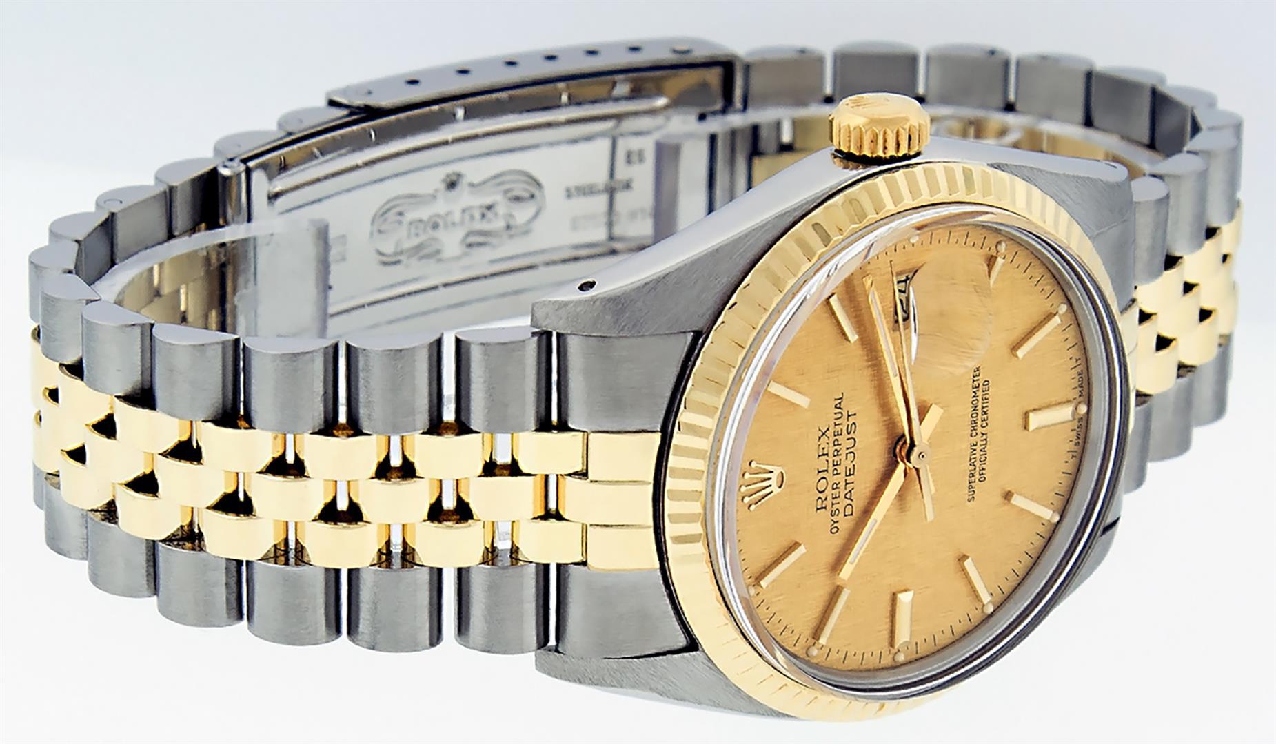 Rolex Mens Quickset 14K Yellow Gold And Stainless Steel Champagne Index Datejust