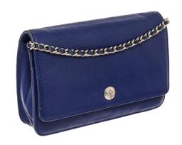 Chanel Blue Caviar Leather CC Button Wallet on Chain