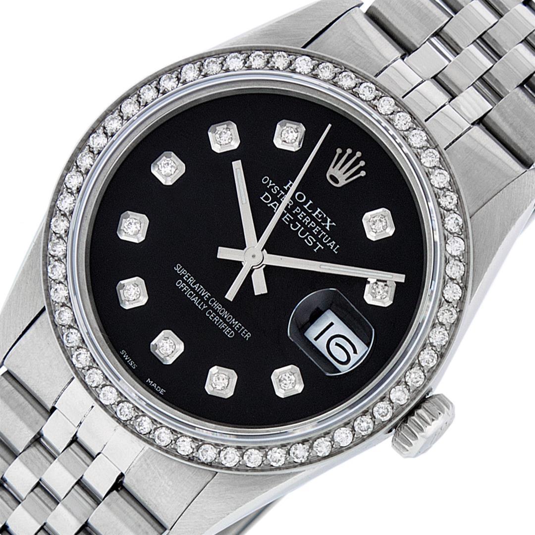 Rolex 36MM Stainless Steel Black Diamond Datejust Wristwatch
