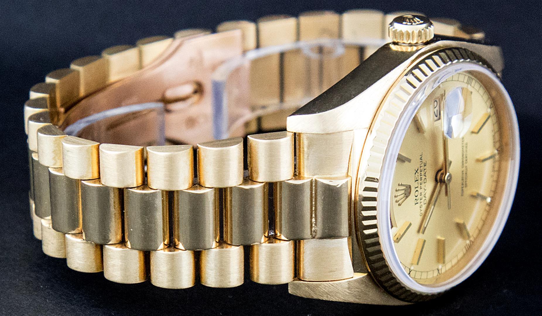 Rolex Mens 18K Yellow Gold Double Quickset Champagne Index President Wristwatch