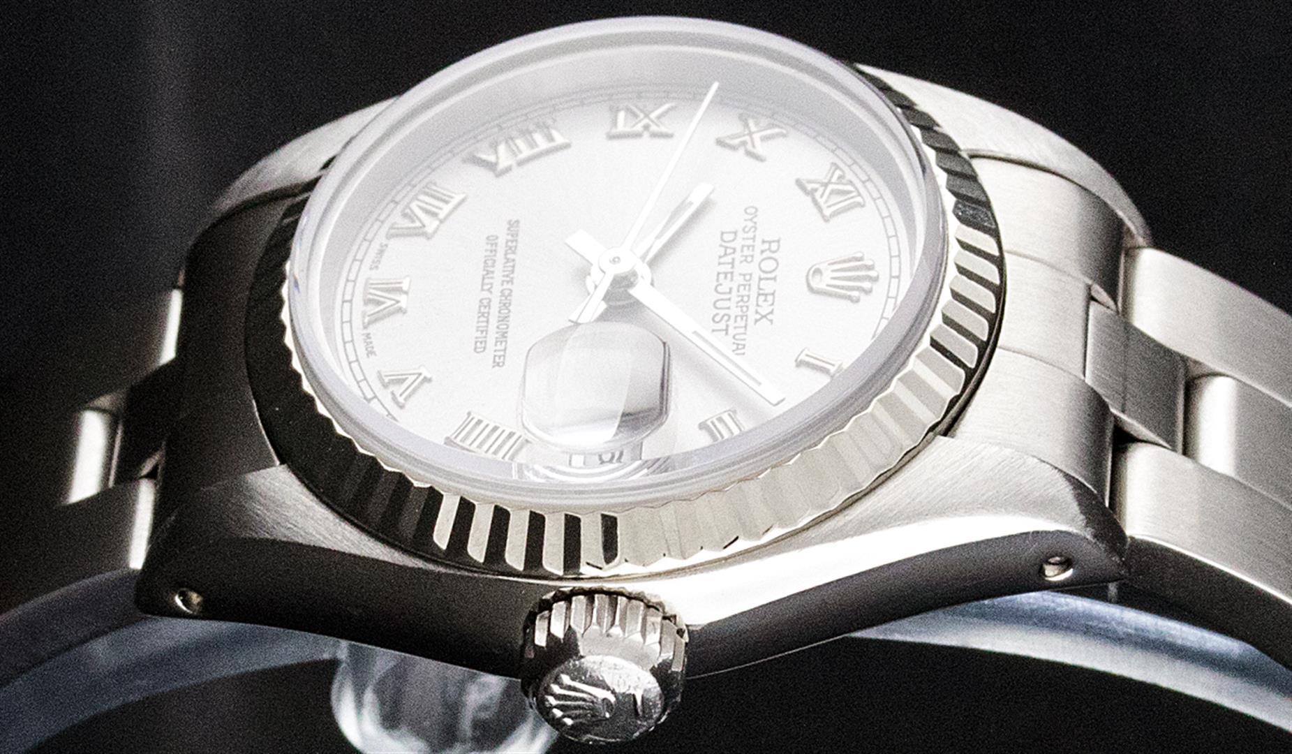 Rolex Ladies Stainless Steel Slate Grey 26MM Oyster Band Datejust Wristwatch