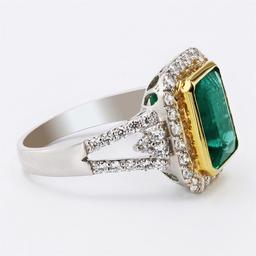 2.87 ctw Emerald and 0.96 ctw Diamond Platinum Ring