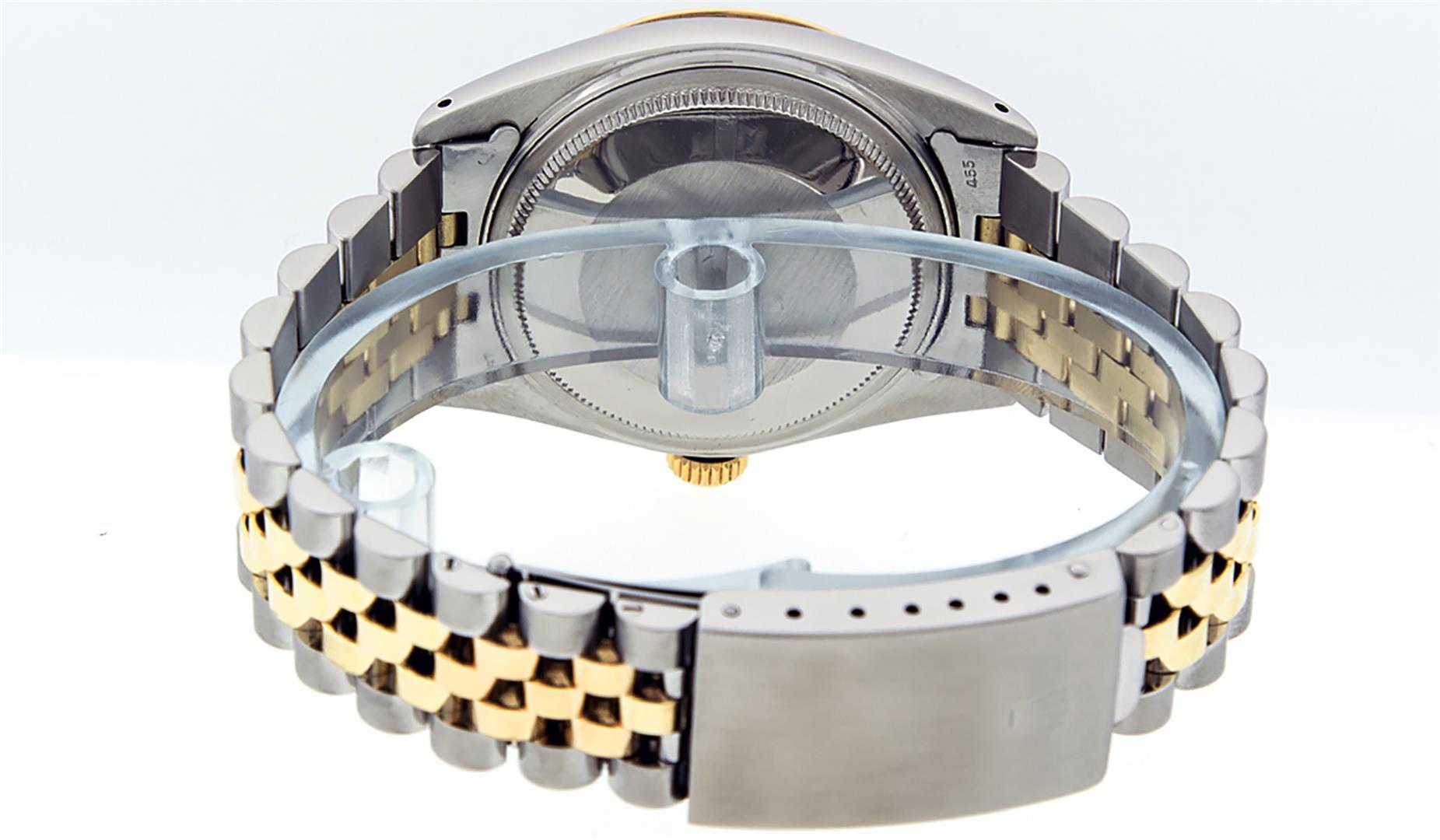 Rolex 36MM Two Tone Yellow Gold And Steel Black Diamond Datejust Wristwatch