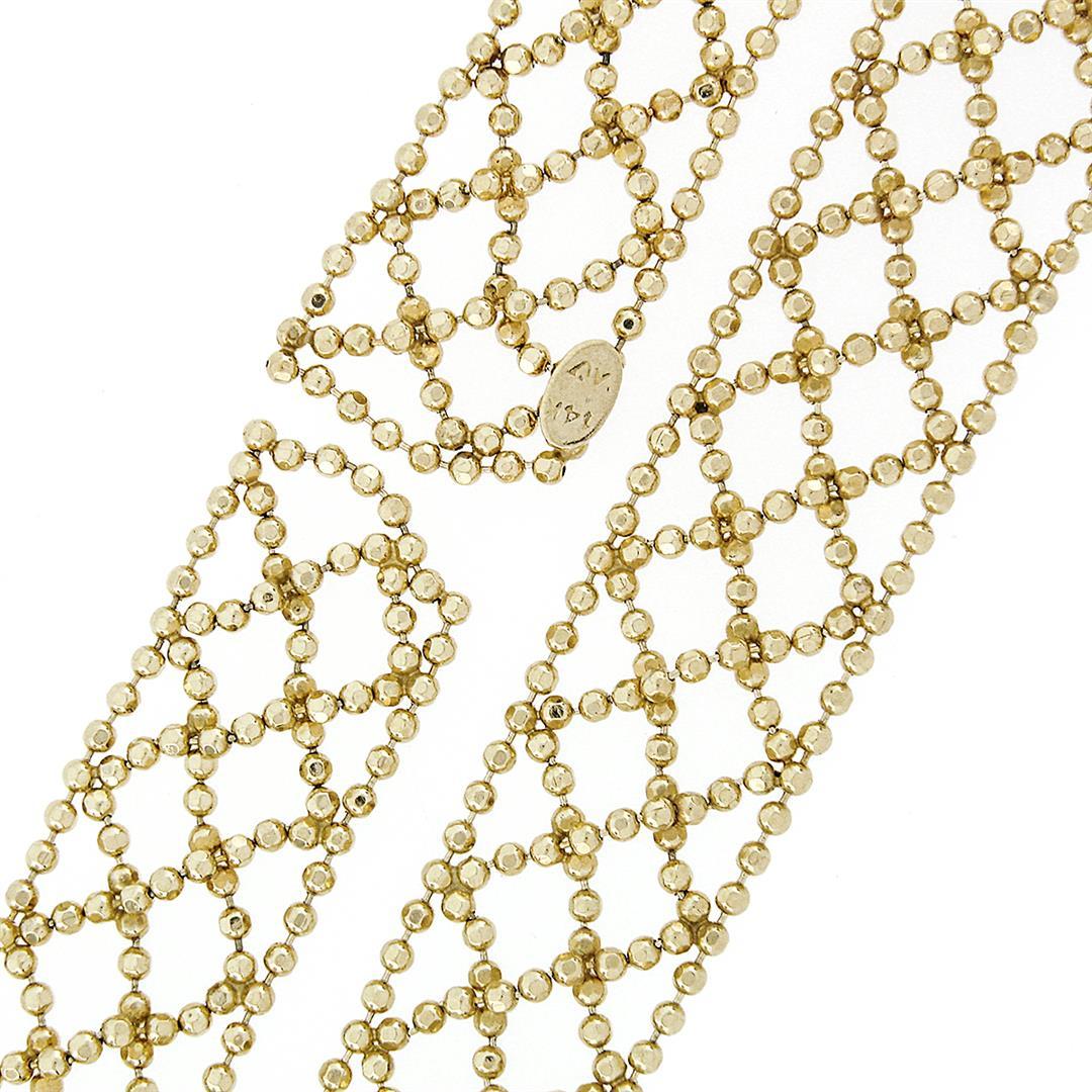 14K Gold Long Faceted Gold Open Weave Pattern "Scarf" 39" Long Wrap Necklace