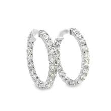 6.41 ctw Diamond Hoop Earrings - 14KT White Gold