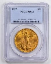 1927 $20 Double Eagle Gold Coin PCGS MS63