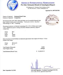 1.62 ctw SI3 CLARITY CENTER Diamond 18K White Gold Ring (2.24 ctw Diamonds)
