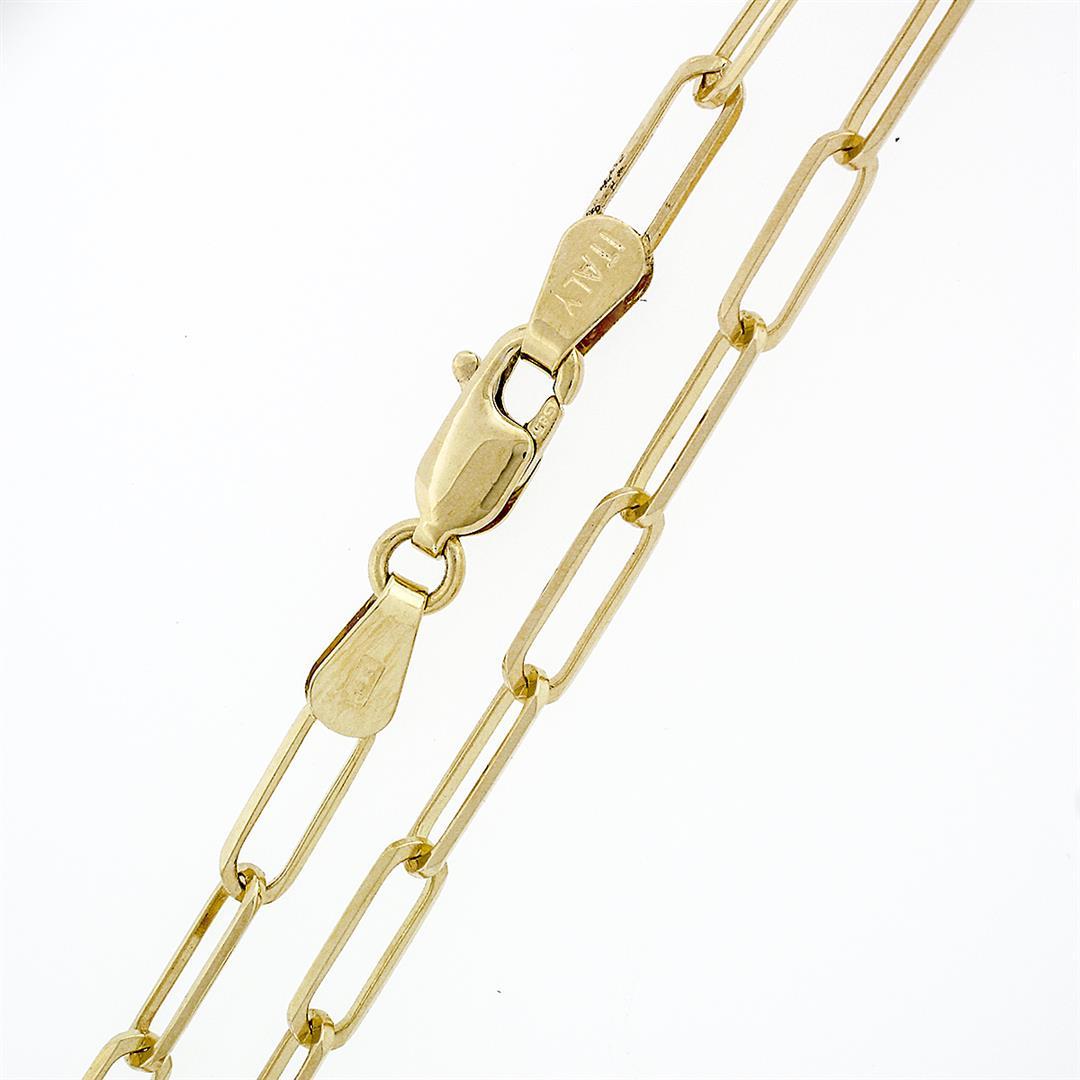 New Italian 14k Yellow Gold 22" 3.25mm Oval Paperclip Link Unisex Chain Necklace