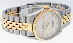 Rolex Mens Two Tone Cream Arabic Jubilee Dial Sapphire Datejust Wristwatch 36MM