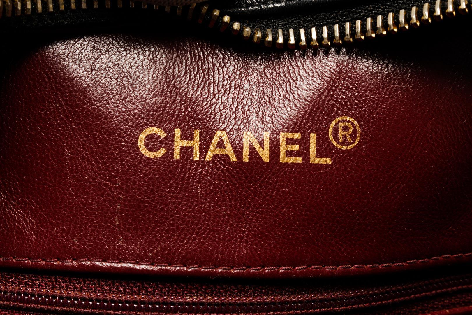 Chanel Black Lambskin Chevron Camera Bag