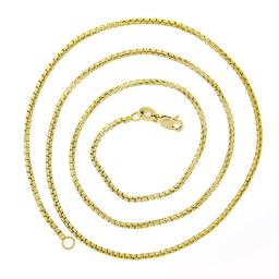 NEW 14K Yellow Gold 18" Long 1.55mm Rounded Beveled Box Link Chain Necklace