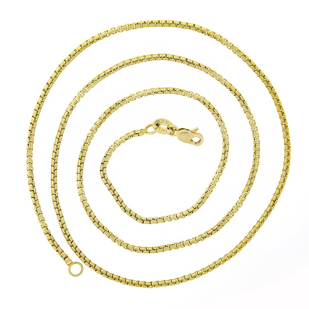 NEW 14K Yellow Gold 18" Long 1.55mm Rounded Beveled Box Link Chain Necklace