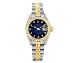 Rolex Ladies Quickset 18K Gold And Steel Blue Vignette Diamond Datejust Wristwat