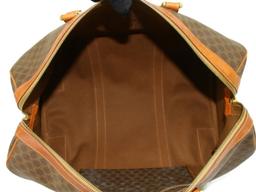 Celine Brown Macadam Coated Canvas Leather Vintage Duffle Bag