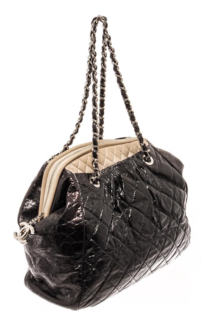 Chanel Black Leather Chain Tote Bag