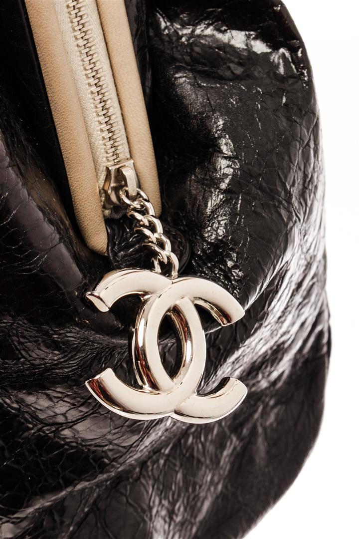 Chanel Black Leather Chain Tote Bag