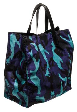 Prada Blue Camo Nylon Tote Bag