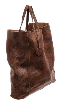 Bottega Veneta Brown Leather Intrecciato Butterfly Tote Bag