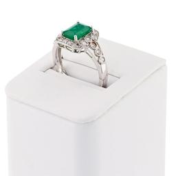 1.39 ctw Emerald and 0.39 ctw Diamond 18K White Gold Ring