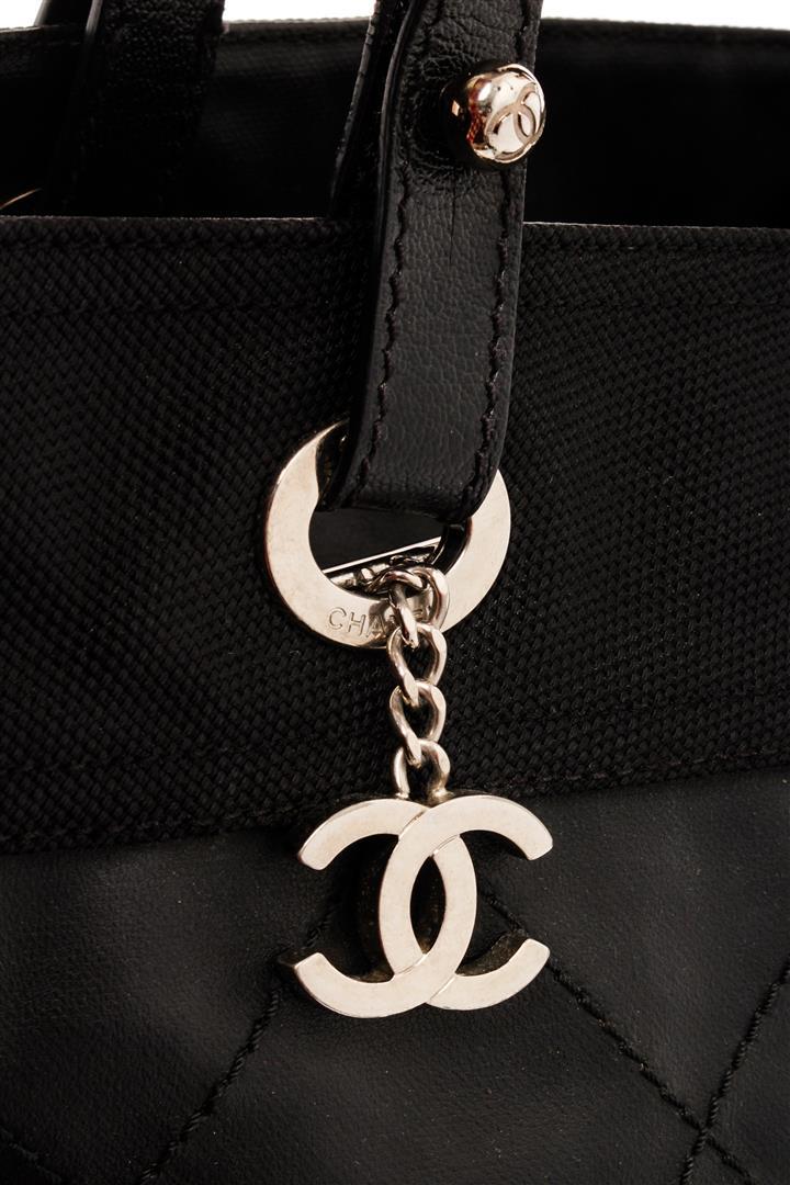 Chanel Black Quilted Coated Canvas Paris Biarritz Shoulder Bag