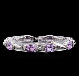 Crayola 17.00 ctw Pink Amethyst and White Sapphire Bracelet - .925 Silver