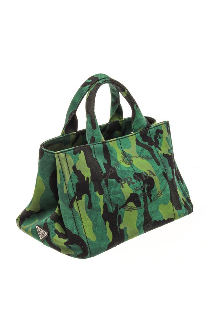 Prada Green Camo Canvas Canapa Tote Bag