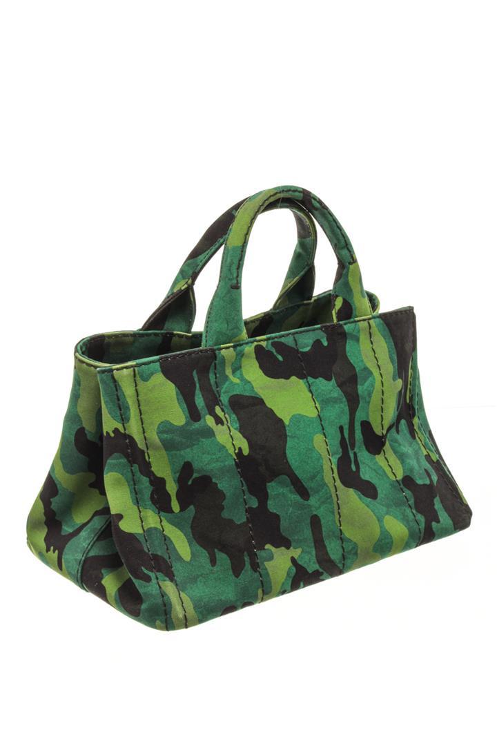 Prada Green Camo Canvas Canapa Tote Bag