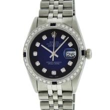 Rolex 36MM Stainless Steel Blue Vignette Diamond & Sapphire Datejust Wristwatch