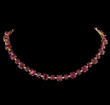 14KT Yellow Gold 44.89 ctw Ruby and Diamond Necklace