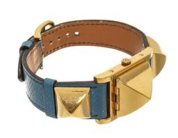 Hermes Blue Metal and Leather Medor Plated 23 Quartz Watch