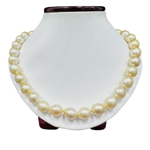 Pearl and Diamond Necklace - 14KT Yellow Gold