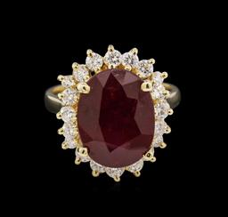 8.25 ctw Ruby and Diamond Ring - 14KT Yellow Gold