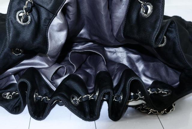 Chanel Black Satin Melrose Cabas Large Tote Bag