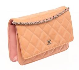 Chanel Pink Patent Leather Wallet on Chain Crossbody Bag