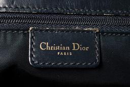 Christian Dior Navy Blue Logo Trotter Canvas Leather Small Tote Bag
