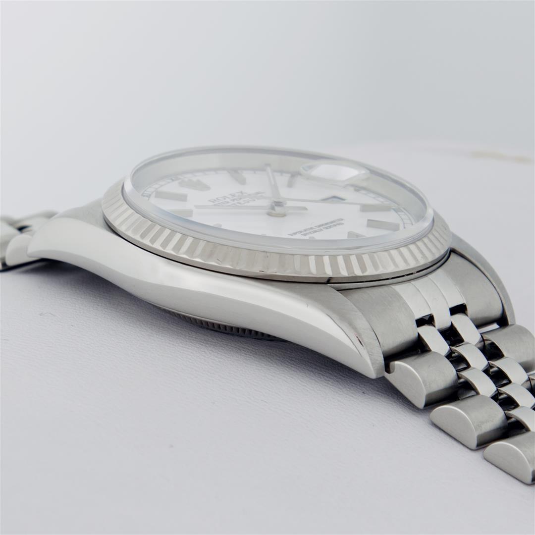 Rolex Mens Quickset Stainless Steel Sapphire Crystal White Index Datejust Wristw