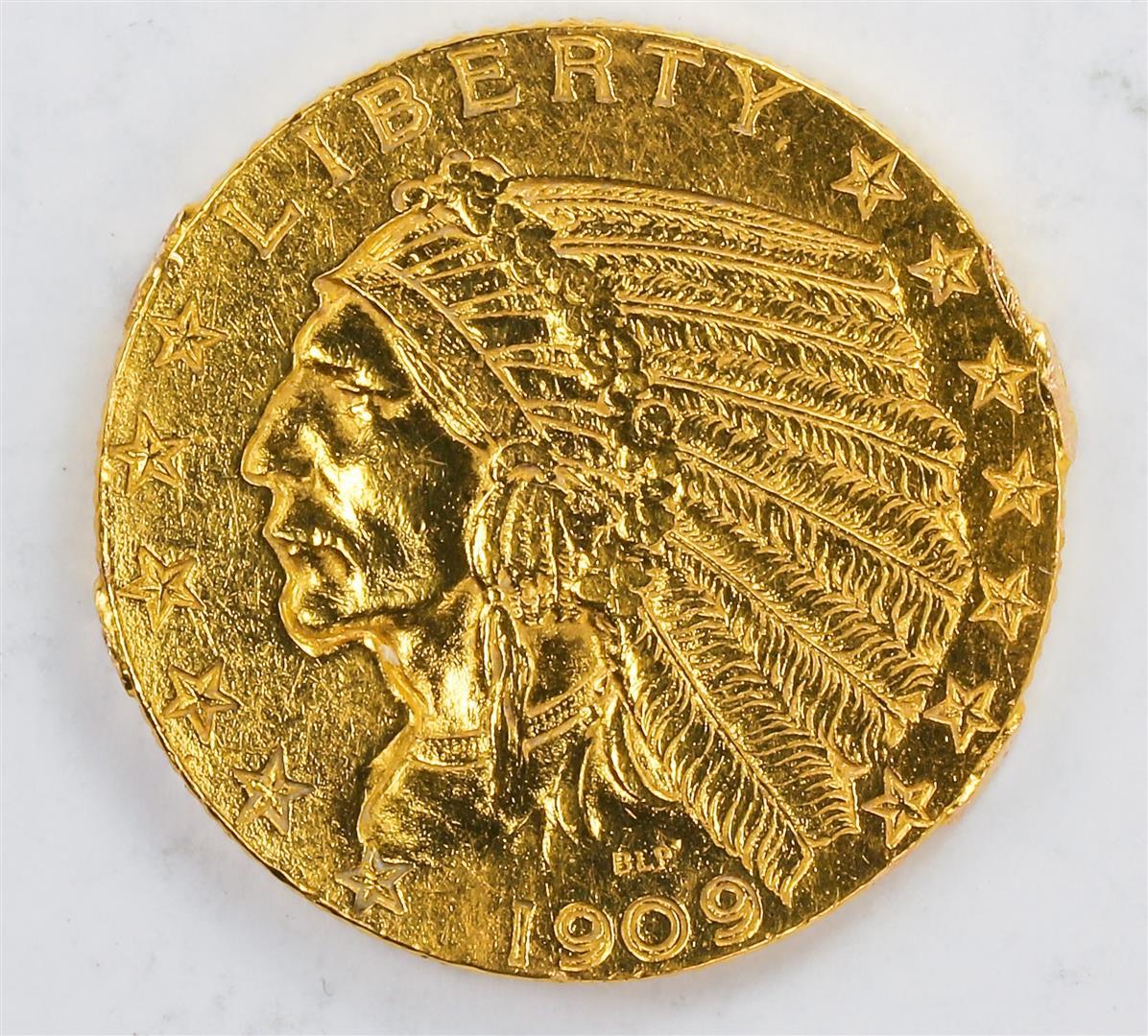 1909-D $5 Indian Head Half Eagle Gold Coin C