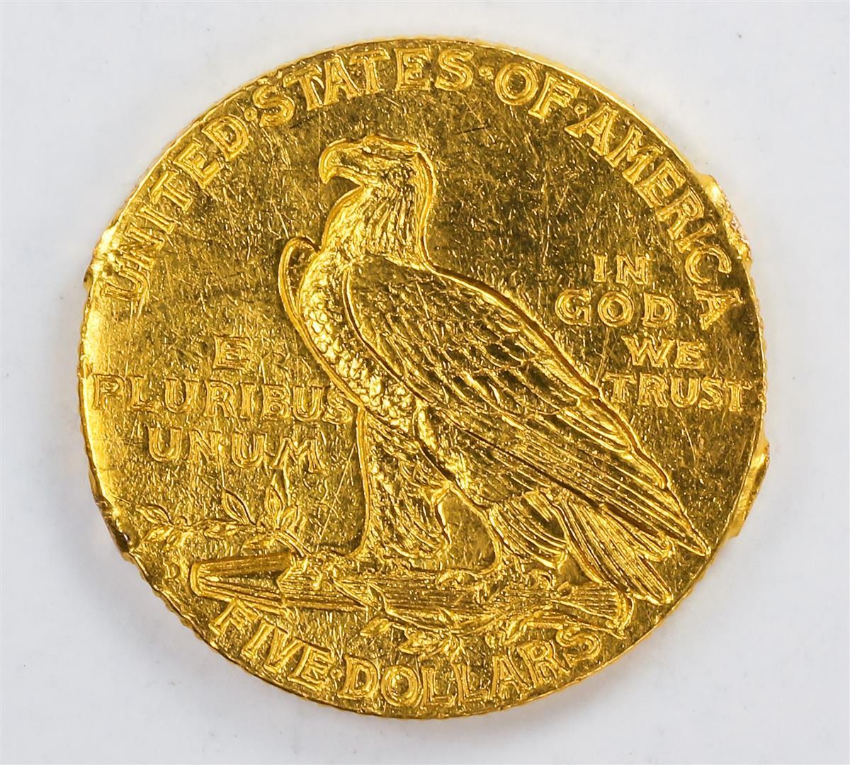 1909-D $5 Indian Head Half Eagle Gold Coin C