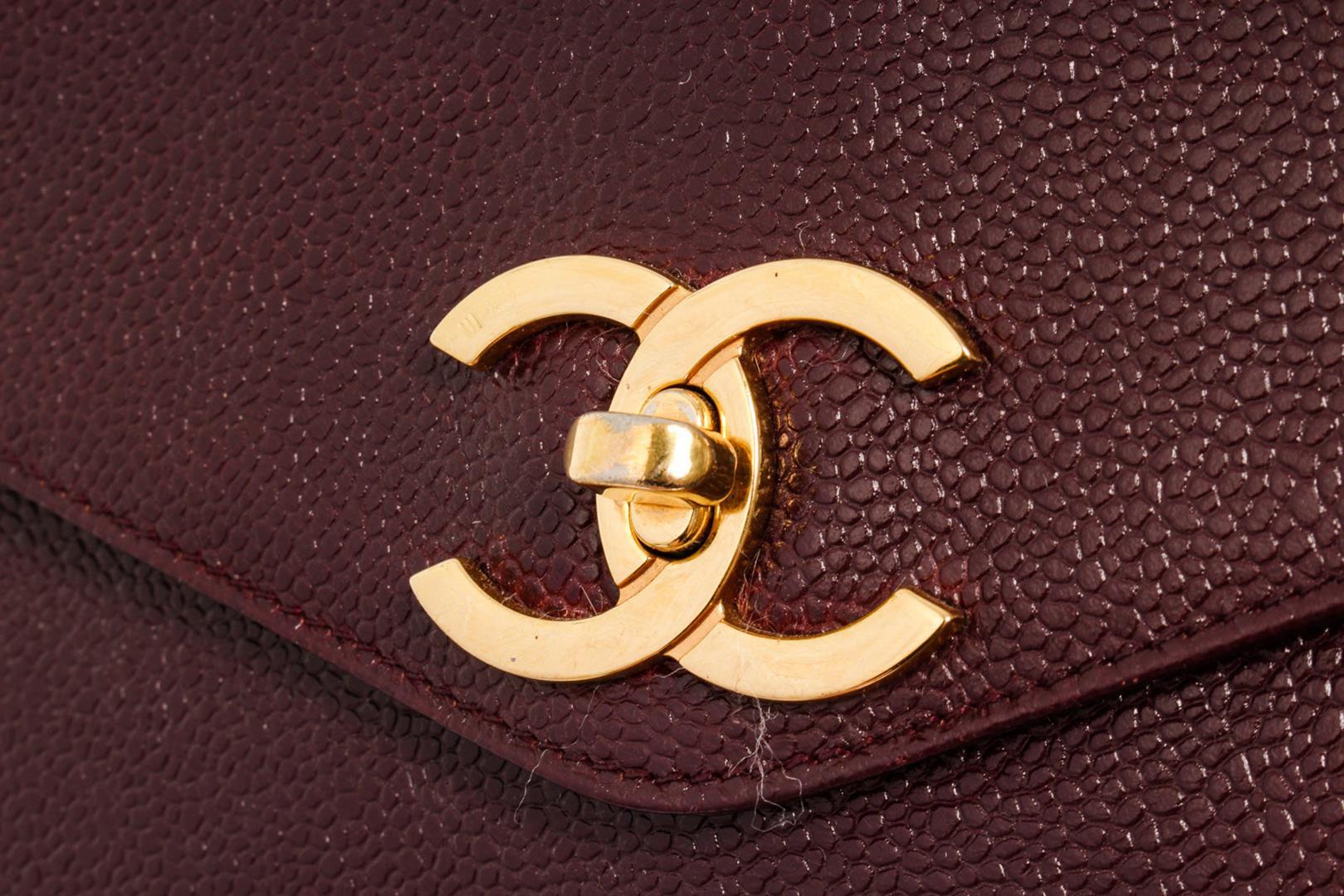 Chanel Vintage Burgundy Caviar Leather CC Turn Lock Shoulder Bag