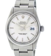 Rolex Mens Quickset Stainless Steel Sapphire Silver Index Dial Oyster Band Datej